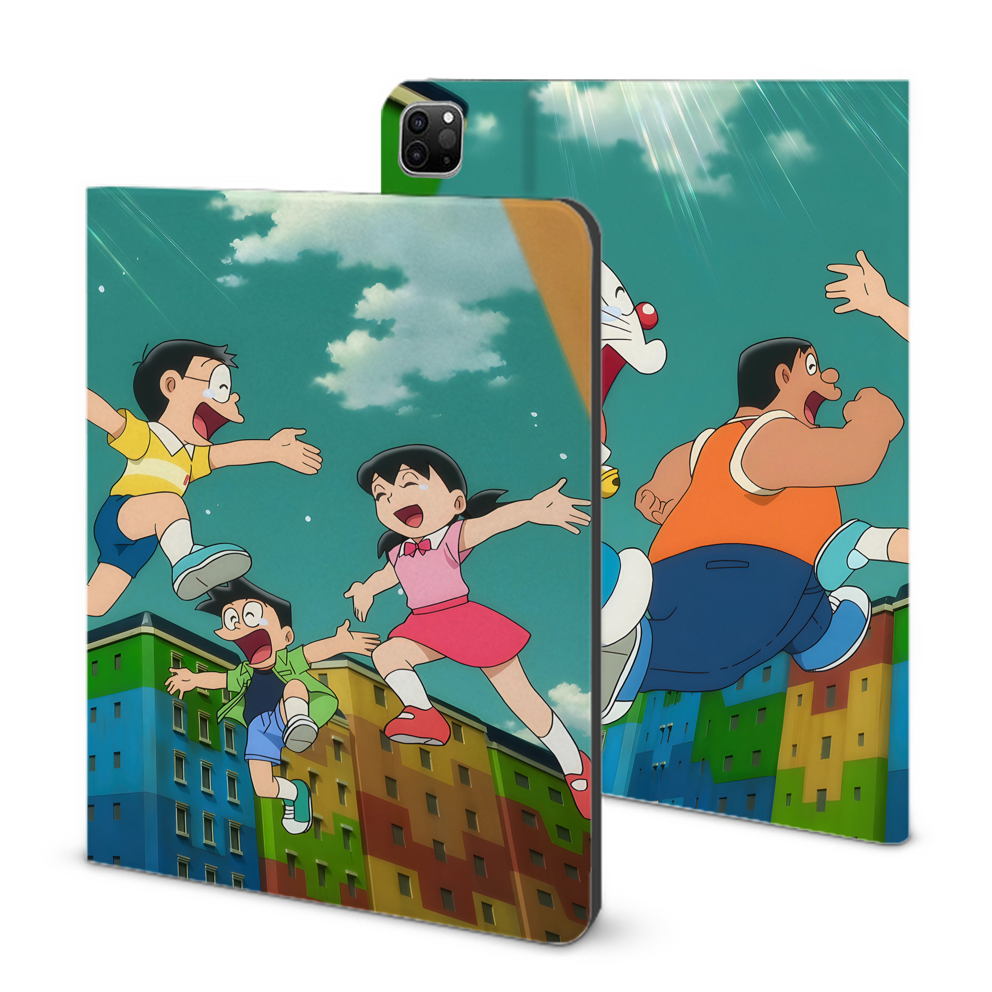 （画像用） ドラえもん Doraemon IPad ケース ブック型 PUレザー TPU 耐衝撃 軽量 薄型 ペン収納なし 全面保護 IPad 各モデル対応